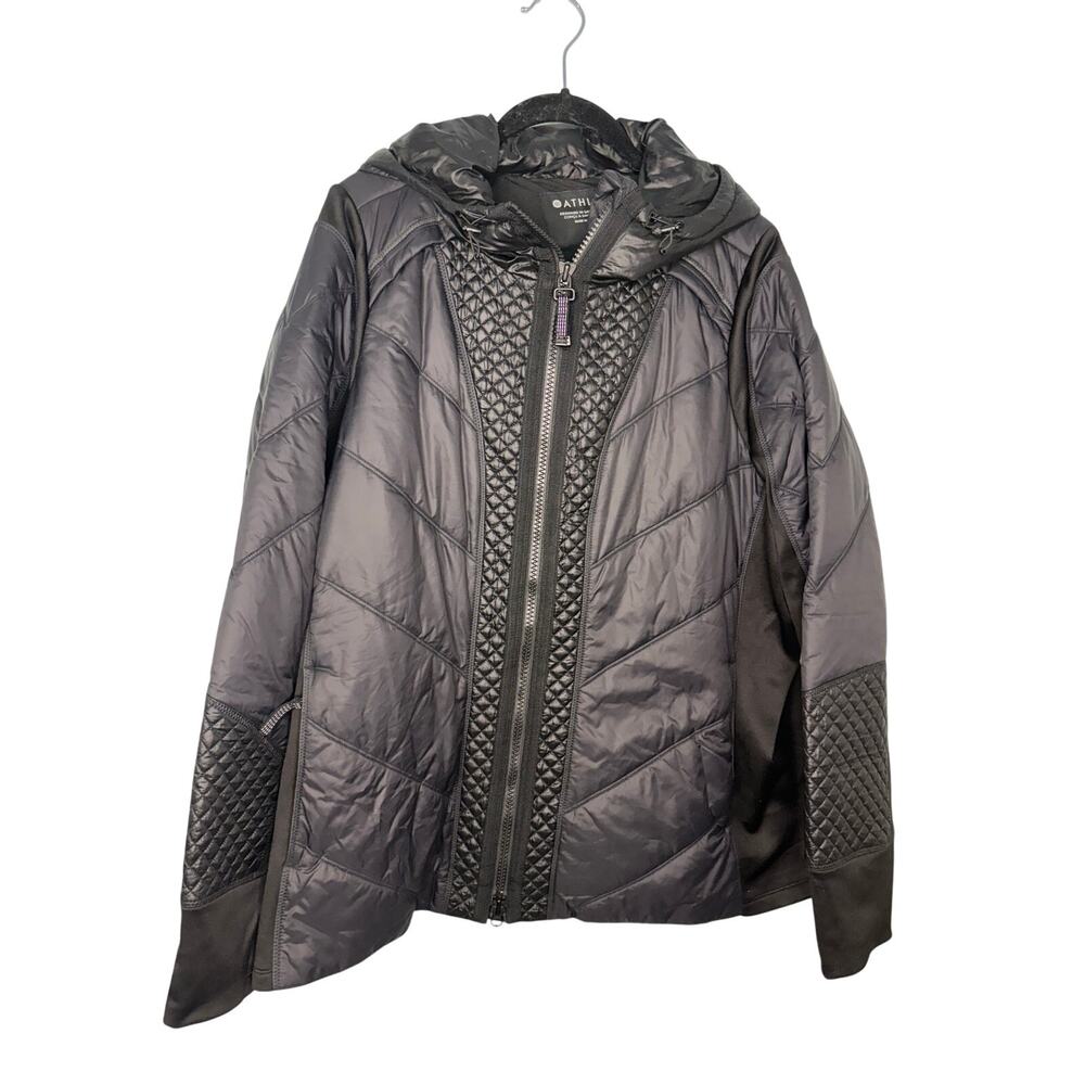Athleta Rock Ridge PrimaLoft Jacket Plus Size 2X  Black Puffer Zip Warm Hooded
